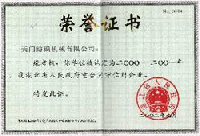 Certificate of honor